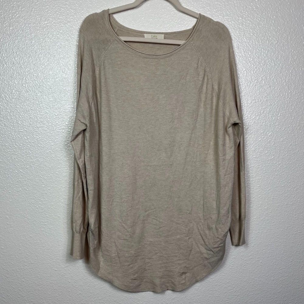ECOVIBE Lightweight Sweater Women's size S / M Oatmeal Tan Boat Neck